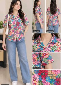 Vibrant Floral Print Button-Up Shirt