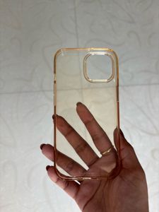 Transparent iPhone 15 Case with Golden Trim ⚡️