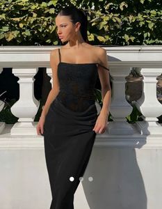 Elegant Black Lace Detail Maxi Dress