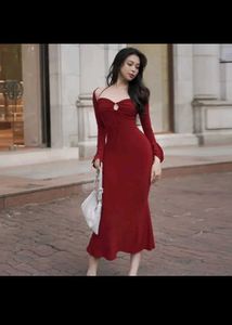 Elegant Red Bodycon Maxi Dress