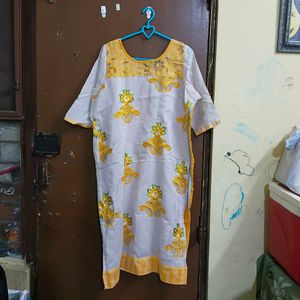 Yellow &amp; White Kurta Set with Palazzo