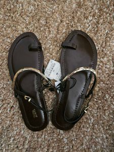 ZARA Dark Brown Flat Sandals