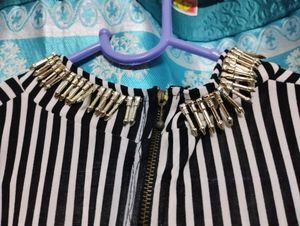 Black and white party top