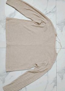Ribbed V-Neck Long Sleeve Top