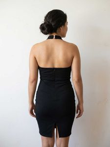 Chic Black Halter Neck Cutout Sexy Dress