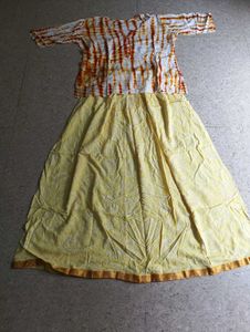 Boho Tie-Dye Top & Yellow Skirt Set