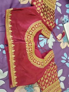 Maroon &amp; Gold Embellished Blouse