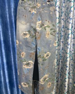 Floral Print Denim Jeans