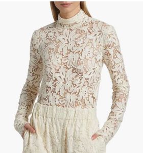 Elegant Lace Mock Neck Blouse