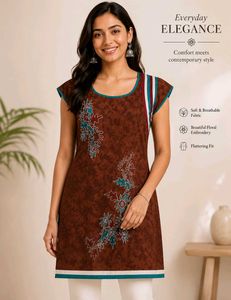 Elegant Brown Embroidered Kurta
