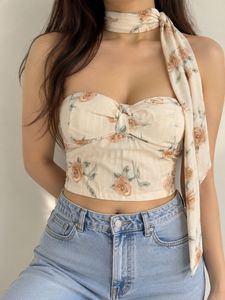Floral Sweetheart Tube Top with Scarf