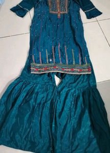 Navy Blue colour sharara suit with dupatta