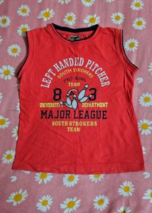 Red "Major League" Sleeveless Top