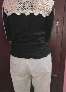 Black Lace Trim Top