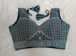 Designer Embellished Teal Blouse