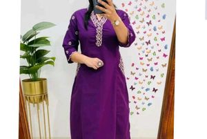 Purple Embroidered Kurta Set