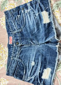 Distressed Denim Shorts