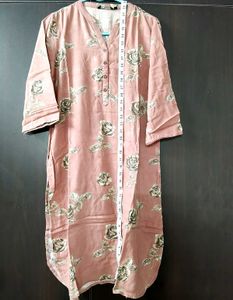 Dusty Pink Rose Print L Kurta