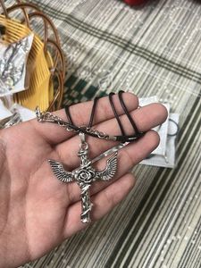Gothic Cross with Rose Pendant Necklace