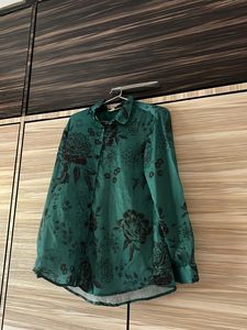Emerald Green Floral Print Shirt