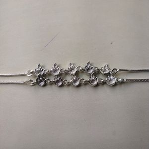 Pure Silver Oxidised Payal Anklet 1pair