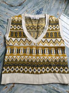 Zara Fair Isle Knit Vest