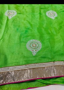 Vibrant Green Embroidered Saree