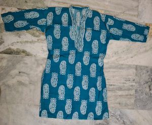 Teal Paisley Print Kurta - Casual Style