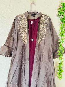 Embroidered Kurta with Overlay