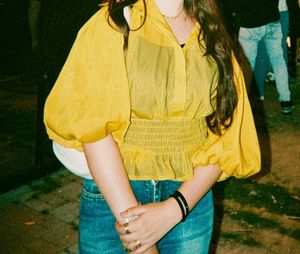 Chic Yellow Top with Smocked Waist