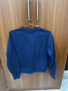 Navy Blue Graphic Print Sweatshirt