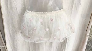 Cute Heart Embroidered Tulle Skirt