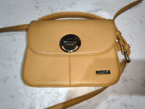 Tan Crossbody Exotic Bag with Silver Clasp