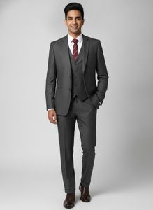 3 piece Suit set Sharp Charcoal Vest , pant and Ti