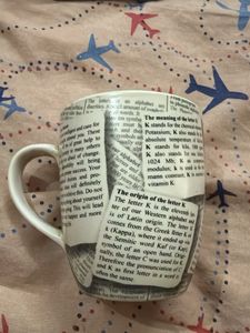 Novelty Newspaper Letter K Mug
