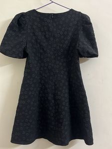 Black Puff Sleeve Mini Dress