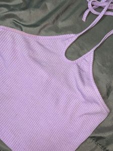 Lavender Ribbed Halter Top