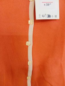 Orange Button-Up Cardigan