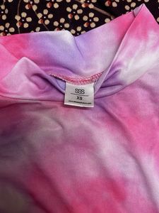 Pink Tie-Dye Mock Neck Top