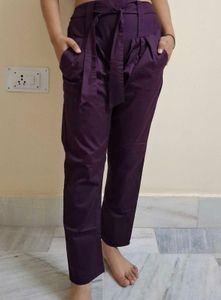 Stylish Purple Tie-Waist Pants