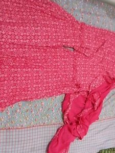 Ridhi Mehra Ruby Pink Georgette Foil Set