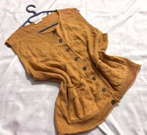🎁Boho Mustard Yellow Knit Vest P