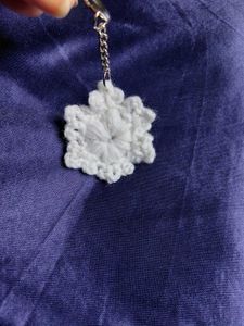 Crochet snowflake bag charm and keychain