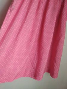 Pink Polka Dot Midi Skirt