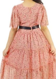 Chic Floral Print Tiered Midi Dress