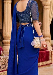 Elegant Navy Pleated Saree