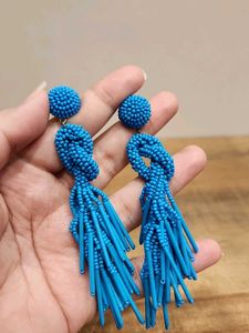 Statement Blue Tassel Earrings