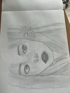 Hand-drawn Sketch of a Girl with Flower