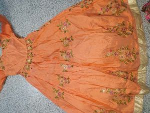 Elegant Orange Embroidered Gown