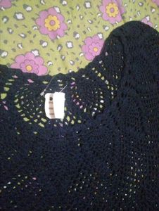 Black Crochet Knit Top
